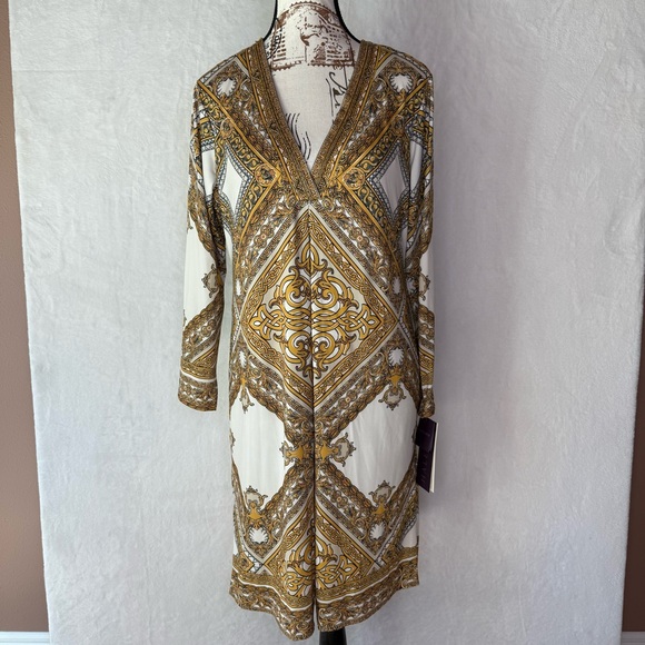 Hale Bob Dresses & Skirts - Hale Bob Tunic Beaded Dress Women’s Size Large Gold Pockets NWT